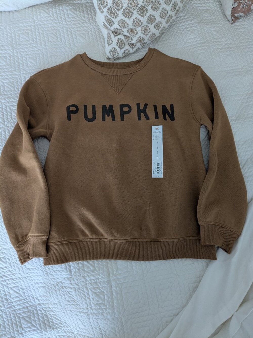 NWT Little Co. organic pumpkin sweatshirt